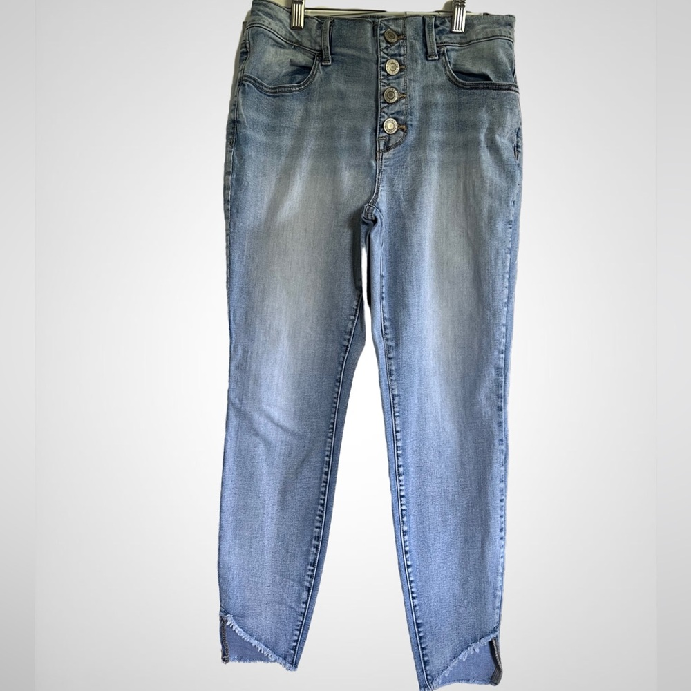 Medium-Short skinny jeans with split hem